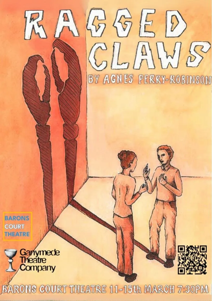 Poster for Ragged Claws at Barons Court Theatre, 11–15 March, 7.30pm.